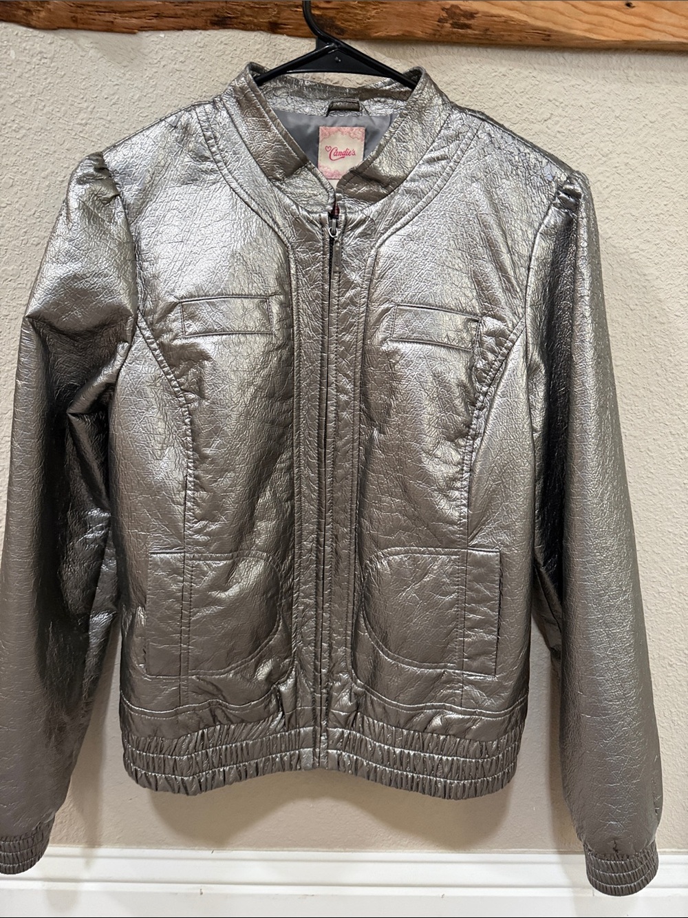 Candies Metallic Silver faux leather Jacket